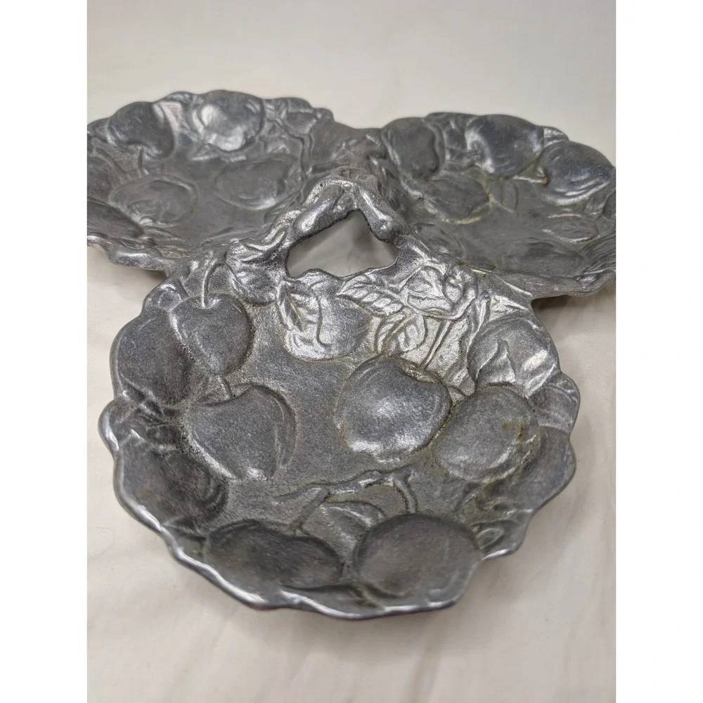 ARTHUR COURT Apple Vine Trio 3 Bowl Handled Serving Relish Candy Tray Plate 1993